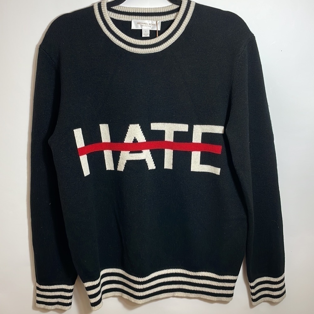 Michael Kors Collection LOVE ONLY NO HATE Cashmere sweater size L - Picture 5 of 10